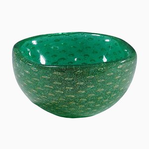 Small Bowl in Green Sommerso Glass by Carlo Scarpa for Venini Murano, 1930s