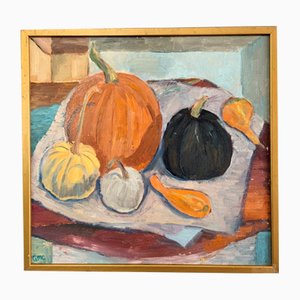 Le zucche, dipinto ad olio, anni '50, con cornice