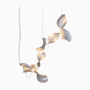 Dune 8 with Eight Shades Handmade Hanging Lamp with Silver Anodized Shades by Moss