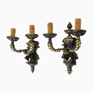 Napoleon III Wandlampen aus Bronze, 2er Set