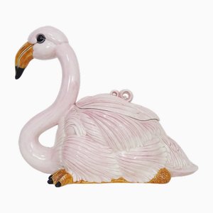 Großer rosa Flamingo aus Keramik von Maison Chaumette Paris, 1970er