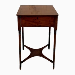 Antique Regency Freestanding Mahogany Inlaid Lamp Table, 1830s