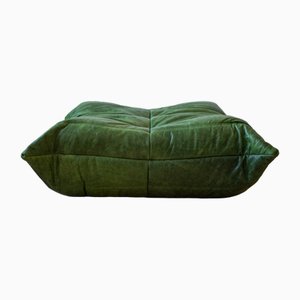 Pouf Dubai Togo en Cuir Vert par Michel Ducaroy pour Ligne Roset