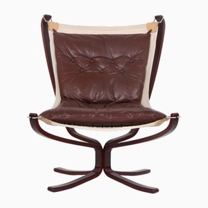 Brown Leather Falcon Armchair by Sigurd Ressell for Vatne Møbler