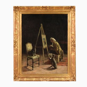 G. Bottero, Figuras, siglo XIX, óleo sobre lienzo, enmarcado