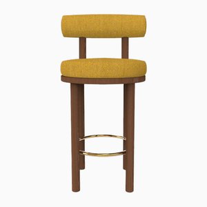Collector Modern Moca Bar Chair in Safire 17 Fabric and Smoked Oak by Studio Rig