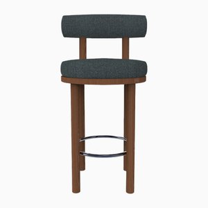 Collector Modern Moca Bar Chair in Safire 10 Fabric and Smoked Oak by Studio Rig