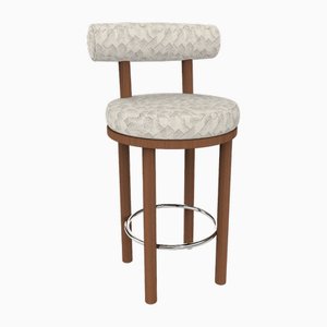 Moderner Collector Moca Bar Chair mit Bezug in Graphite Ivory & Smoked Oak von Studio Rig
