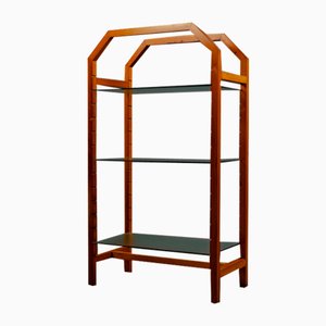 Postmoderne Hollywood Regency Pinienholz & Glas Etagere, 1980er