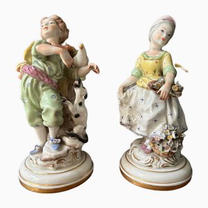 Figurines en Porcelaine Derby, Set de 2