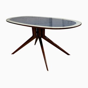 Ovaler Esstisch aus Buchenholz & Glas, 1950er