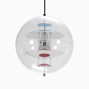 Transparente & silberne Glob Deckenlampe von Verner Panton für Verpan