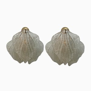 Lámpara de pared italiana vintage de vidrio, años 60. Juego de 2