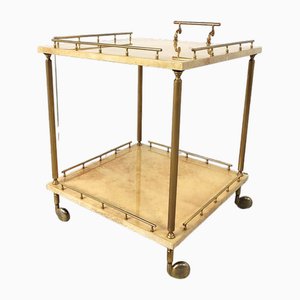 Italian Lacquered Goatskin / Parchment Serving Bar Cart attributed to Aldo Tura, 1960s