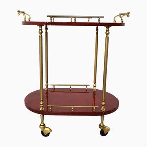 Italian Lacquered Goatskin & Parchment Serving Bar Cart attributed to Aldo Tura, 1960s