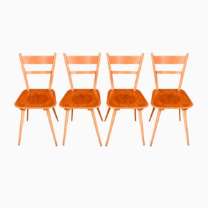 Vintage Scandinavian Wooden Chairs with Compass Legs, 1960s, Set of 6