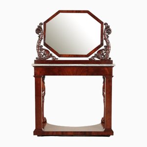 19th Century Genoese Console with Mirror in Mahogany, Italy