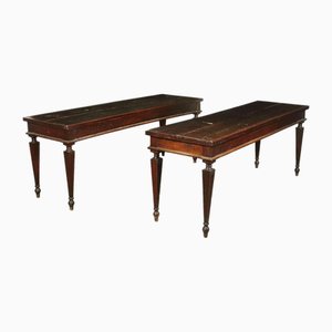 Neoclassical Walnut Piacenza Consoles, Italy, 1700s, Set of 2