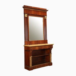 20th Century Empire Console with Mirror Structure in Mahogany, Italy