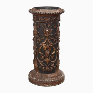 19th Century Neorenaissance Column Carved and Lacquered Wood