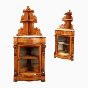 19th Century Louis Philippe Corner Cupboards in Wood, Italy