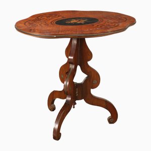 Biscuit-Shaped Table in Bois De Rose in Ebonized Wood & Bronze, 1900s