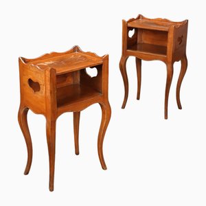 Bedside Tables in Carved Mahogany Wood, 1900s