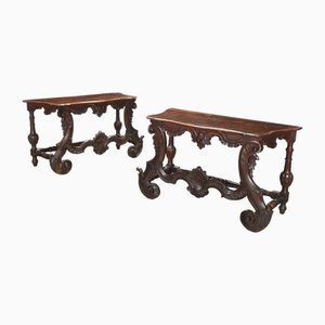 Early 18th Century Baroque Wood Consoles, Set of 2