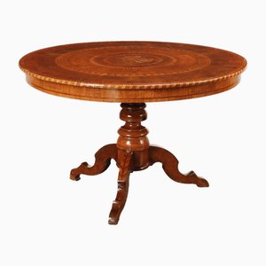 Runder Rolo Tisch aus dem späten 19. Jh. mit Intarsien