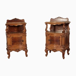 Antique Baroque Bedside Tables in Wood, Set of 2