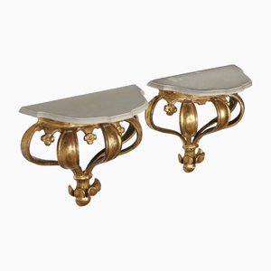 Antique Neo-Baroque Console Tables in Lacquered Wood, Set of 2