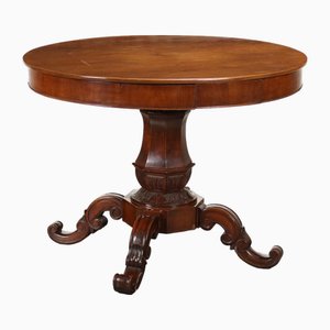Antiker Louis Philippe Runder Tisch aus Nussholz
