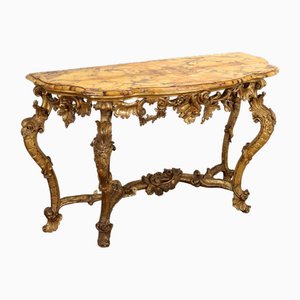 Antique Baroque Console Table in Gilded Wood