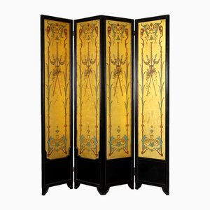 Antiker Jugendstil Paravent aus ebonisiertem Holz