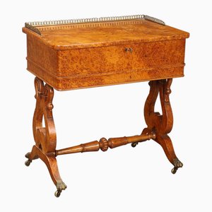 Antique Louis Philippe Coffee Table in Maple Burl Veneer