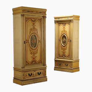 Antique Wardrobes in Lacquered Wood, Set of 2