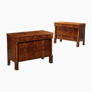 Antique Empire Chests of Drawers in Walnut, Set of 2