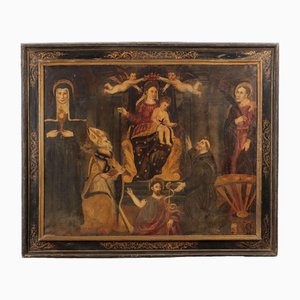 Italian Artist, Madonna with Child and Saints, 1600s, Oil on Canvas, Framed