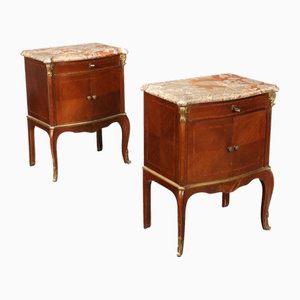 Antique Baroque Bedside Tables in Mahogany, Set of 2