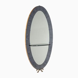 Vintage Italian Mirror with Glass and Wood, 1950s