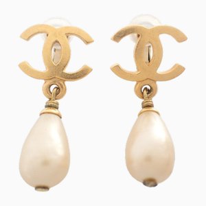 Coco Mark Imitation Pearl Drop Earrings from Chanel, Set of 2