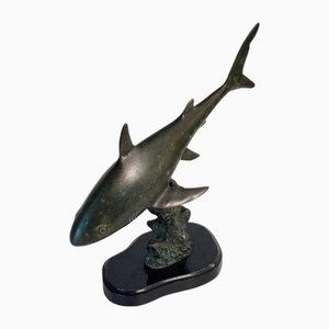 Brutalist Bronze Shark Sculpture, France, 1970s
