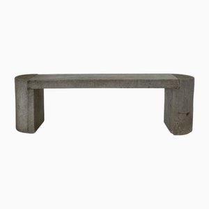 Modern Polished Stone Concrete Bench Seat with Aged Patina