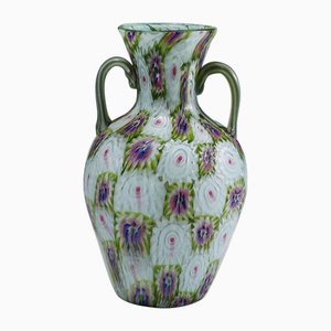 Murrine Vase mit Griffen von Fratelli Toso, 1920er