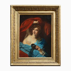 Venetian Artist, Noblewoman with a Mask, 19th Century, Oil on Canvas, Framed