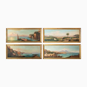 Aquarelles d'Après Girolamo Gianni, Vues de Naples, 19ème Siècle, Set de 4