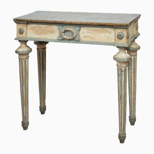 Antique Piedmontese Console Table in Lacquered Wood with Marbled Top
