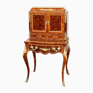 Antiker Bonheur du Jour Napoleon III Schreibtisch aus Exotischem Holz mit Elementen aus Vergoldeter Bronze, Frankreich, 19. Jh.