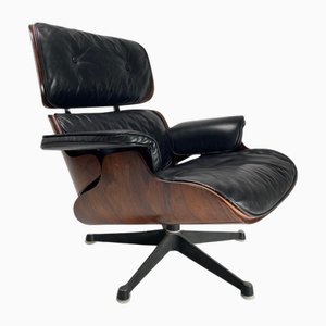 Lounge Chair in Black Leather by Charles Eames for Herman Miller, 1956