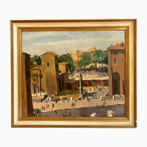 Luigi Surdi, Monte Savello, Rome, 1942, Oil on Wood, Framed